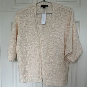 Ann Taylor Open Front Cardigan Shrug cream and white nubby knit texture sz M NWT